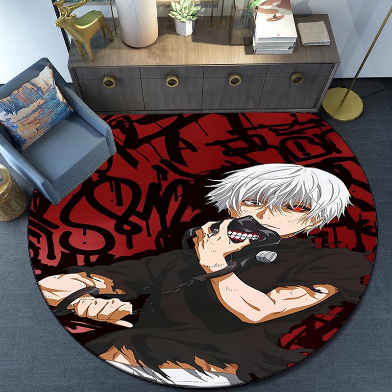 Tokyo Ghoul Masked Mystery Round Rug for Livingroom,Bedroom, Palyroom, Chair Rug, Area Rug, Circle Carpet, Fan Christmas Gift