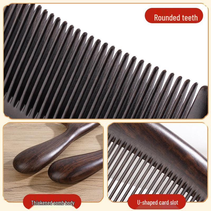 Engraved Ebony Wood Wide & Fine Tooth Comb with Gift Box - Free Shipping