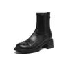 Krazing Pot Microfiber Round Toe Chunky Heels Motorcycle Boots Size 42 Zip Women Pleated Decoration Platform Ankle Boots