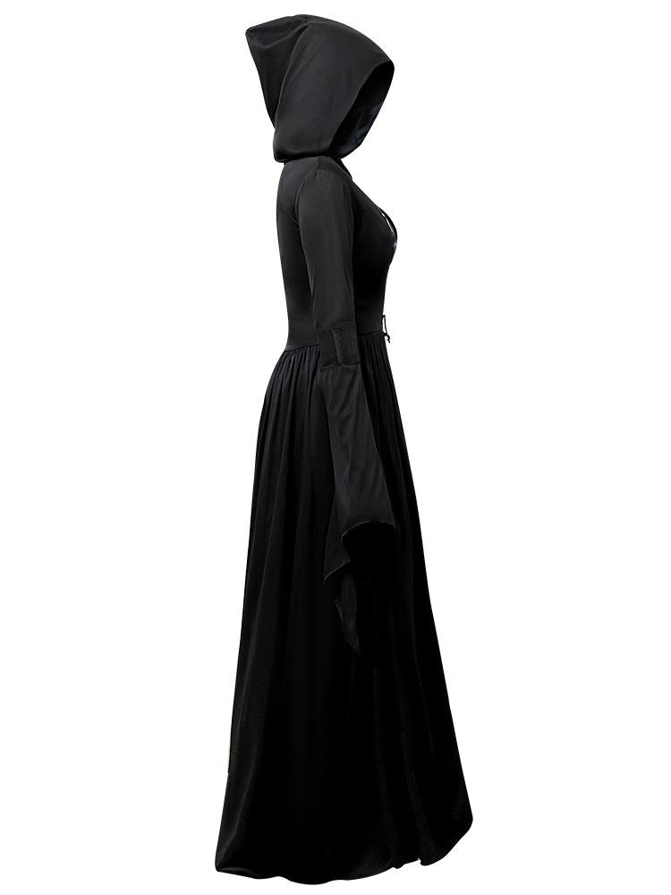 2025 Hexen Kapuzenskelett Zauberin Halloween Kostüm für Cosplay & Bühnenauftritt