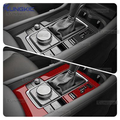 Für Mazda 3 Axela BP 2019 2020 2021 2022 2023 2024 2025 Echter Weicher Kohlefaser Aufkleber Automatik LHD RHD Auto Schaltknauf Panel