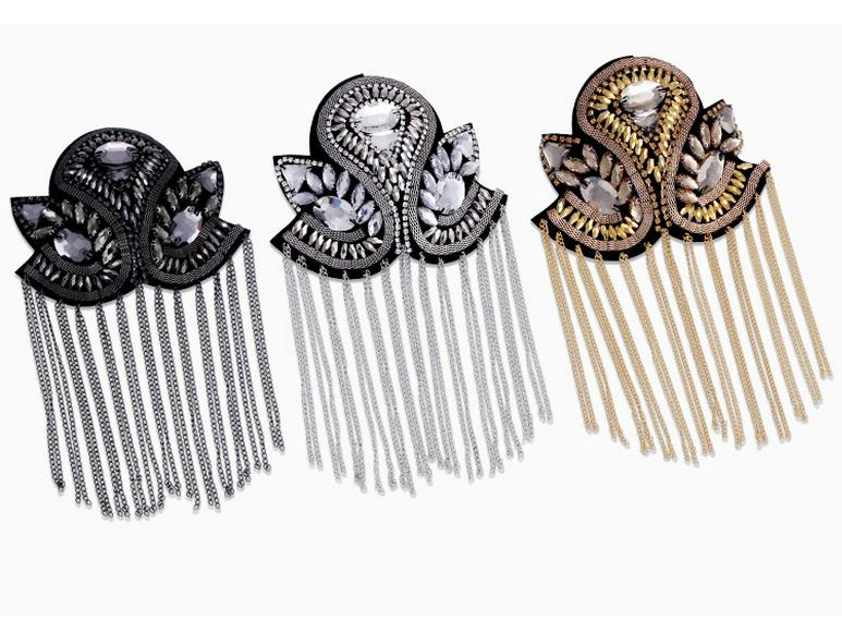 Gold Tassel Metal Shoulder Badge: Retro Punk Armband Jewelry
