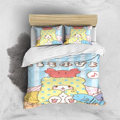 Cute Marumofubiyori Duvet Cover Set Home Style Bedding Soft Laundry Cotton Bed 3 Piece Set Student Dormitory Gift