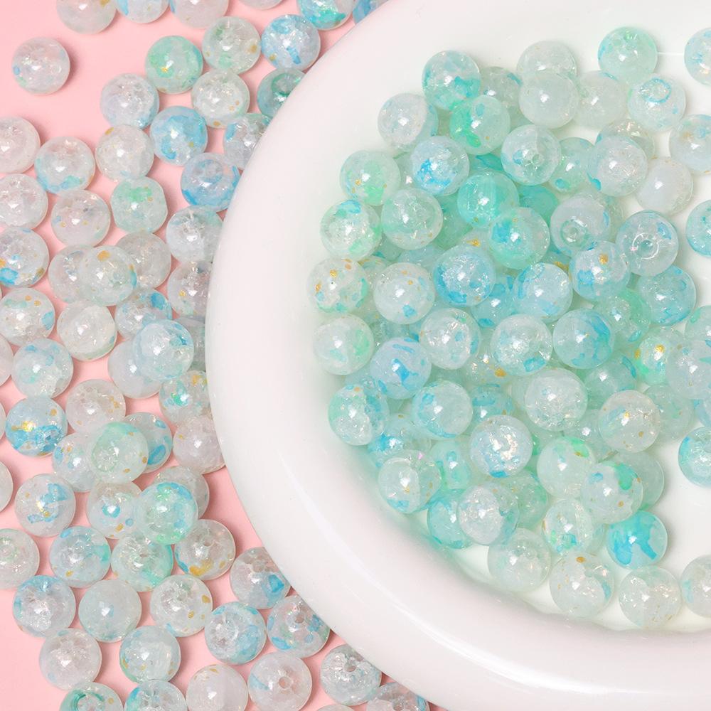 Yori 40pcs 10mm Imitation Crack Glass Beads Round Loose Spacer Beads for Jewelry Making DIY Bracelets Phone Chain Accessories
