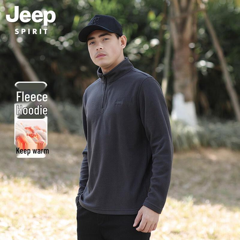 JEEP SPIRIT Men s Fleece Stand-up Collar Zipper Sweatshirt 4XL