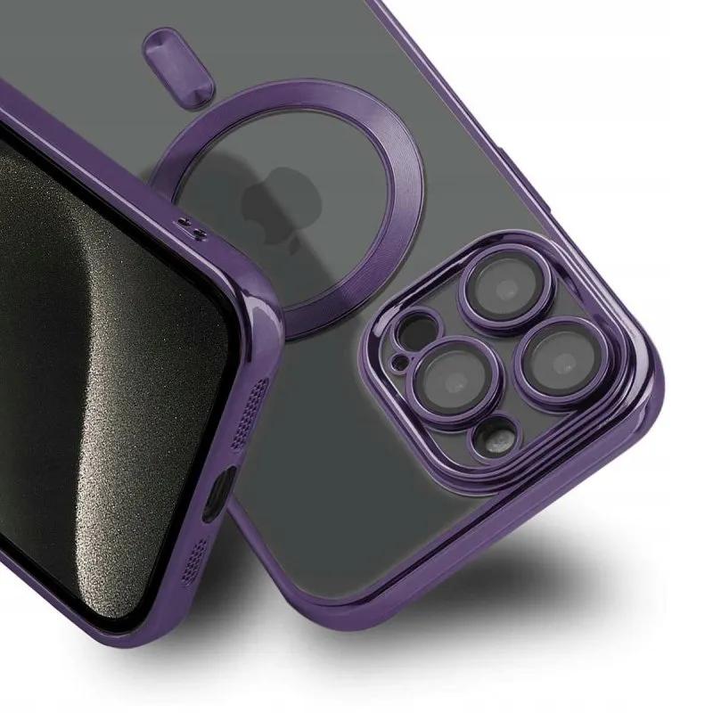Etui do iphone 12 magsafe magshine obudowa wzmacniana fioletowy case+szkło