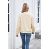 Women's Long-Sleeve Jacket Fall/Winter Solid Color Crew Neck Zipper Loose-Fit Long-Sleeve Sweatshirt Women's Baseball Jacket