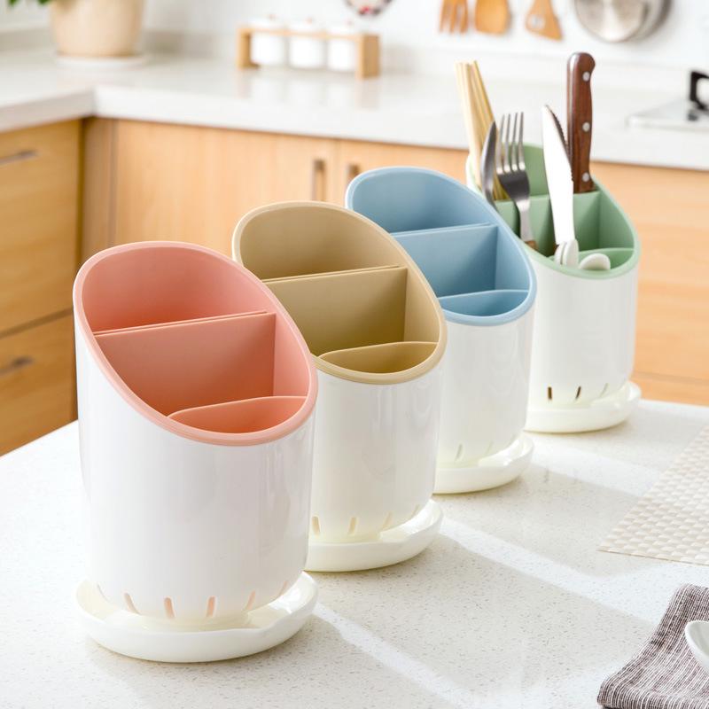 Kitchen Cutlery Holder Rack Plastic Draining Knife Storage Tool Tableware Drying Stand Shelf Chopsticks Spoon Fork Container
