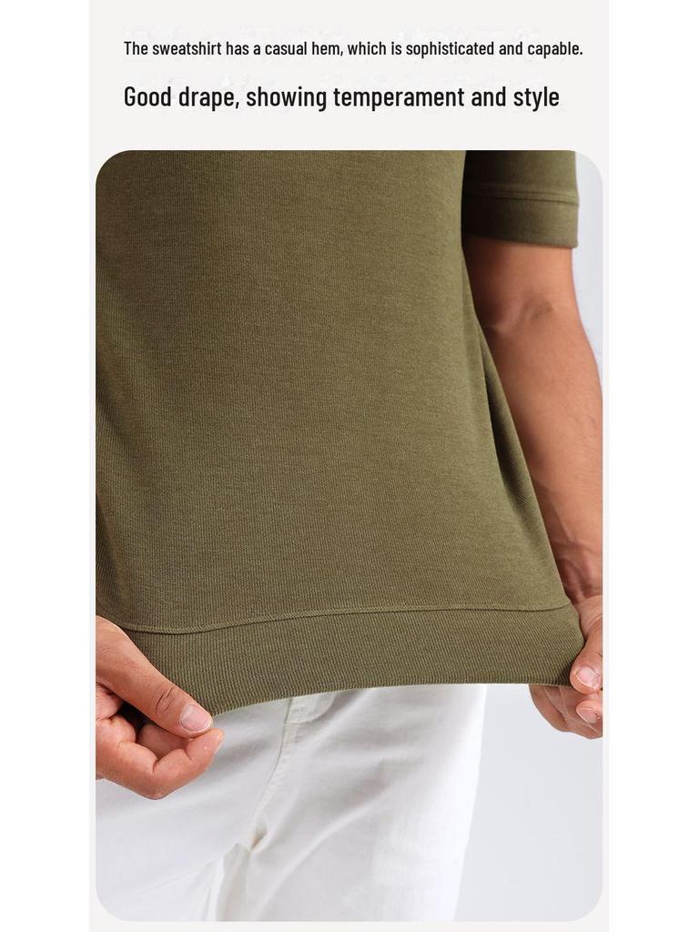 Men’s Short-Sleeve Velvet Heating Sports Shirt with Hyaluronic Acid - Ideal for Autumn and Winter Layering