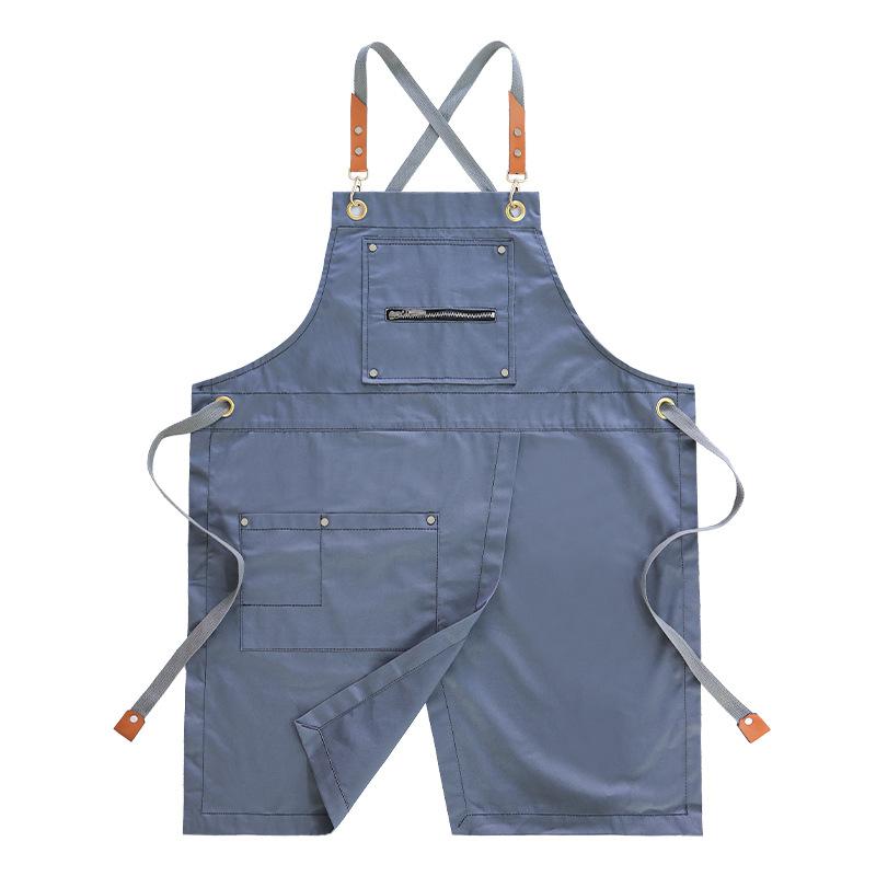 

Холщовый фартук для общественного питания, мужская и женская рабочая одежда, супермаркет, парикмахерская, ресторан, домашняя кухня, печать length 75CM серый