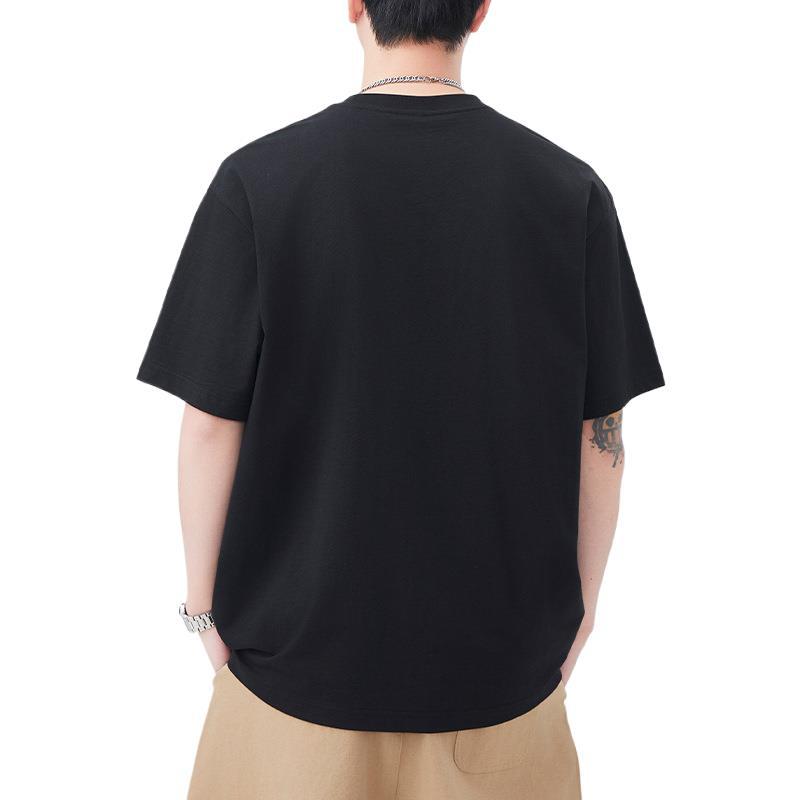 New Summer Short-sleeved T-shirt for Men's Embroidered Loose Five-quarter Sleeve T-shirt Japanese Retro Casual