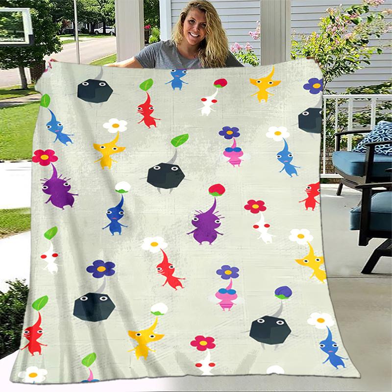 1 manta con diseño de estampado Pikmin, manta ligera para sofá, cama - Suave y cálida, regalo para todas las estaciones como Navidad, Halloween