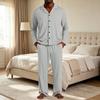 Herren-Pyjama-Set mit Reversknopfleiste und gerader Hose - Farbe Lockere Passform Nachtwäsche
