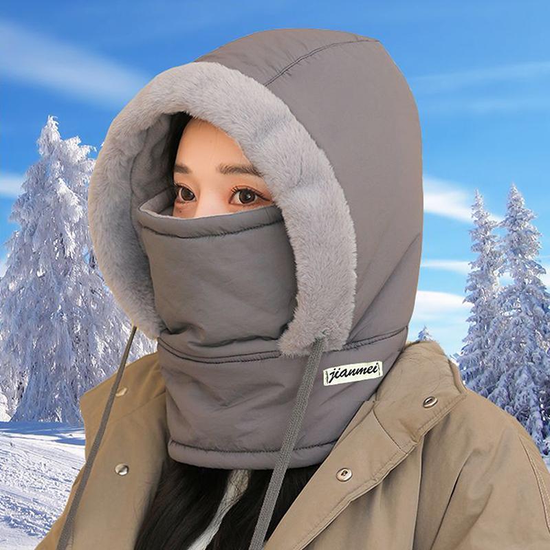 Winter Down Cotton Balaclava Ski Mask Warm 3-in-1 Beanies Cap Dustproof Windproof Pullover Cap Outdoor Skullies & Beanies