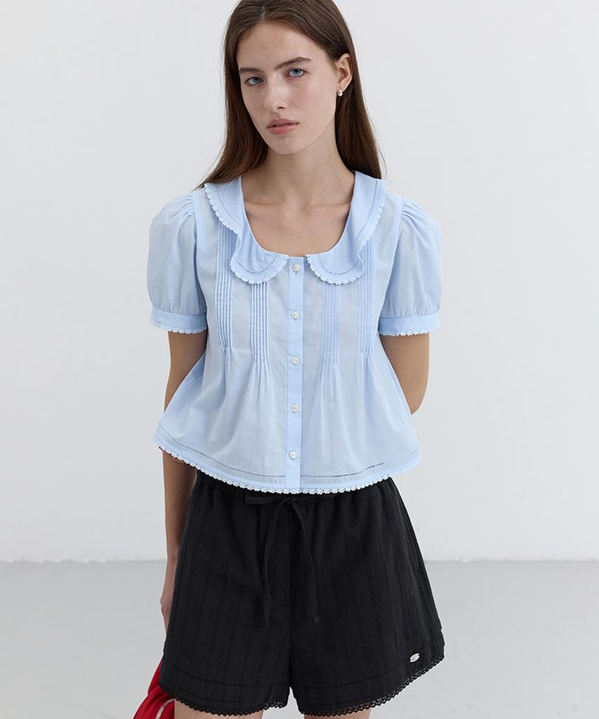 Deonseuteu Frill Collared Blouse_Udbl5B225_Soft Blue