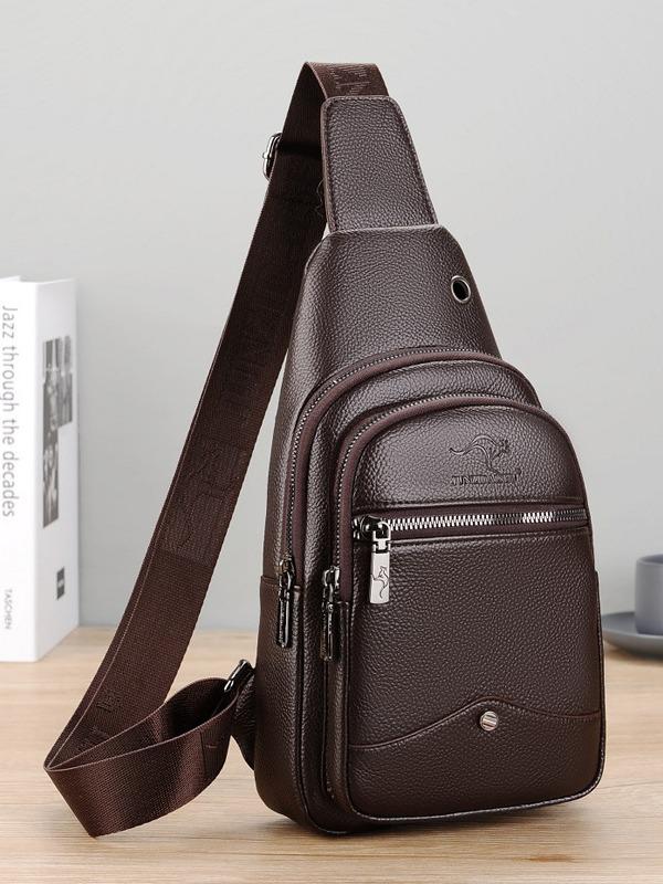 Men's PU Leather Crossbody Sling Bag - Casual Fashion Small Backpack