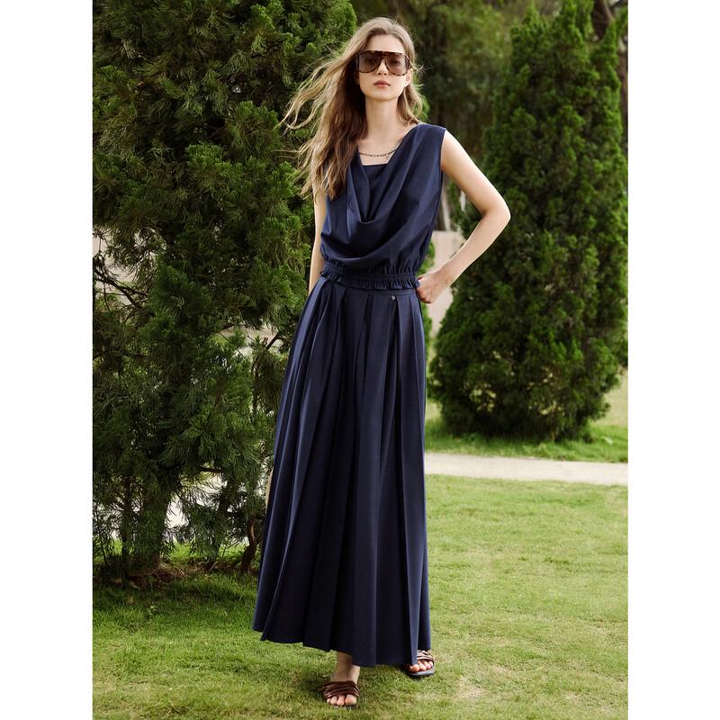 ELLE Retro Cowl Neck Sleeveless Top & Skirt Set