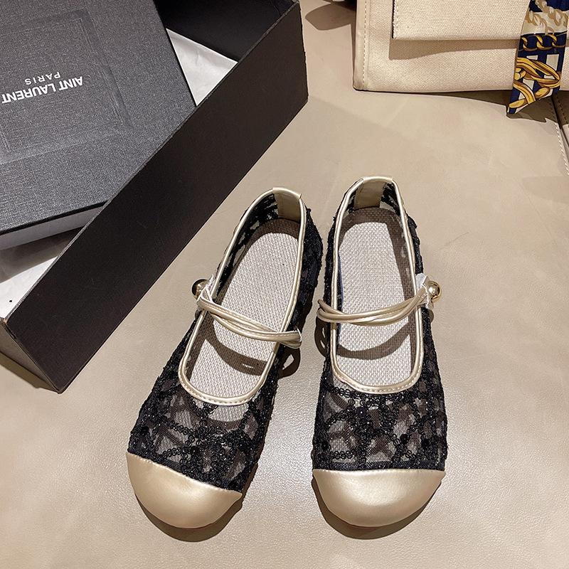 

Женские сетчатые туфли-одинарки 2025 лето новые на плоской подошве повседневные туфли-одинарки Женские уличные повседневные туфли-одинарки 35 чёрный