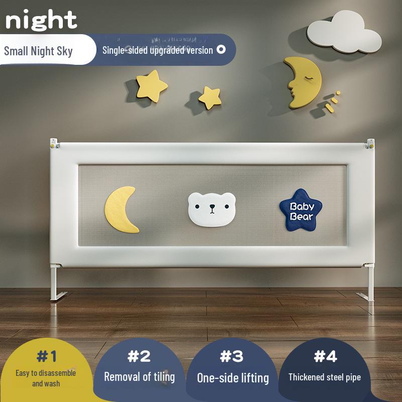 Children's Anti-Fall Bed Fence - Universal Large Bed Protective Barrier with Embroidery Design