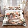 3-teiliges entzückendes Bettwäsche-Set mit Tigerdruck, weiche und bequeme Bettbezug für Schlafzimmer, Gästezimmer (1 Bettbezug + 2 Kissenbezüge, Kissen Cor