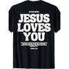 Jesus liebt dich Grafik T-Shirt Herren Retro Christlicher Glaube Streetwear T-Shirt Weich