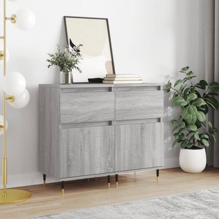 VidaXL Buffets 2 pcs sonoma gris 40x35x70 cm bois d'ingénierie 831145