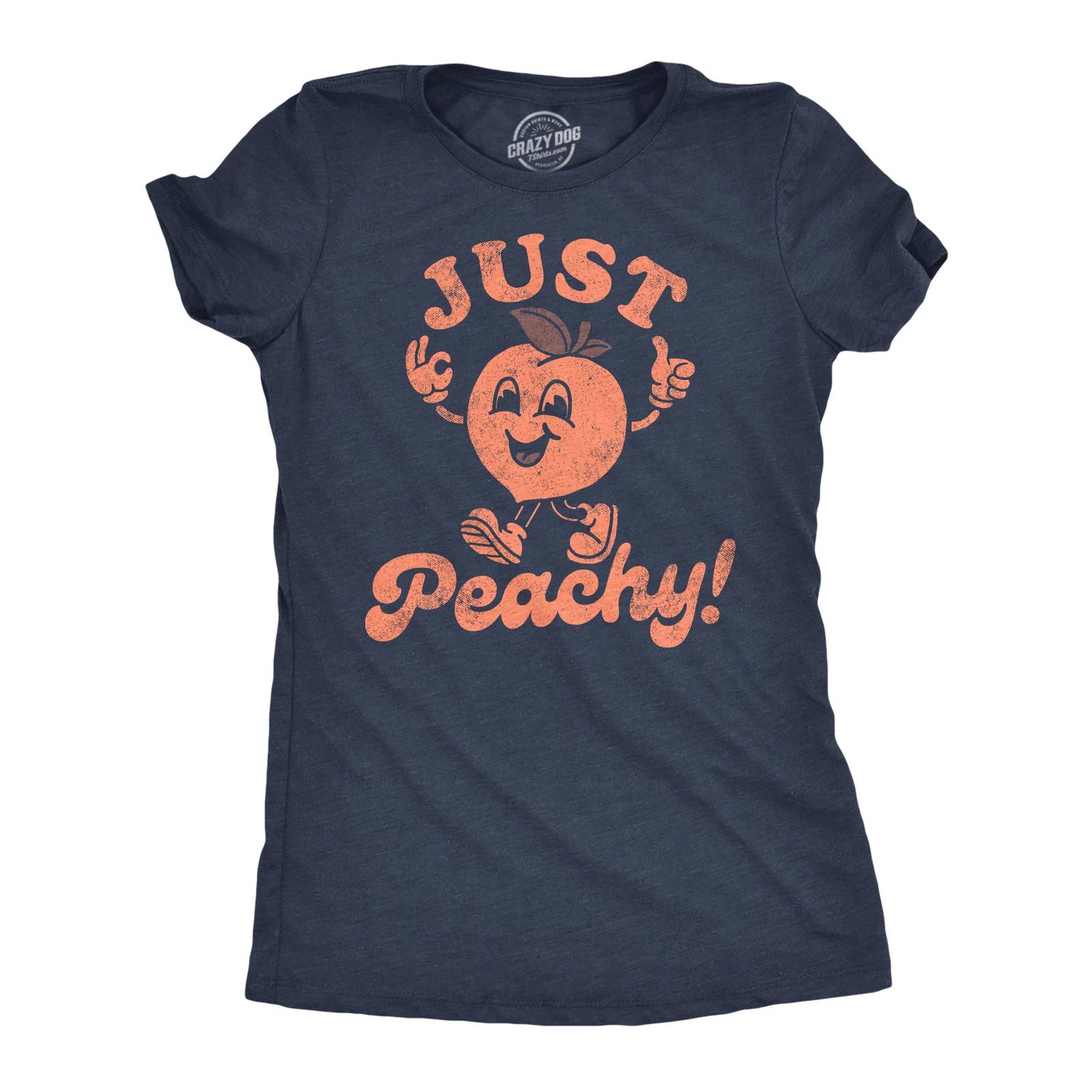 Womens Funny T Shirts Just Peachy Sarcastic Graphic Tee for Ladies L
