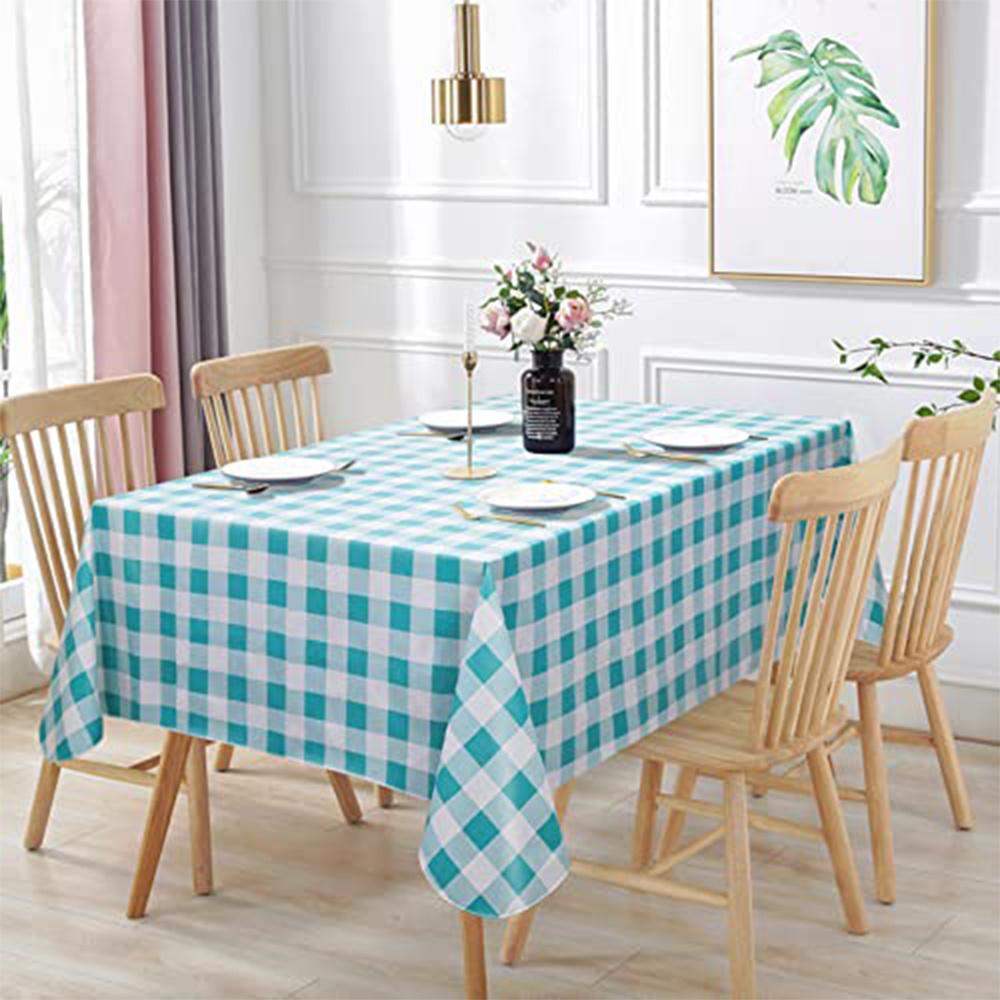 Зелено-белая клетчатая скатерть. Простая элегантная серая скатерть. Семейный сбор — фото 9