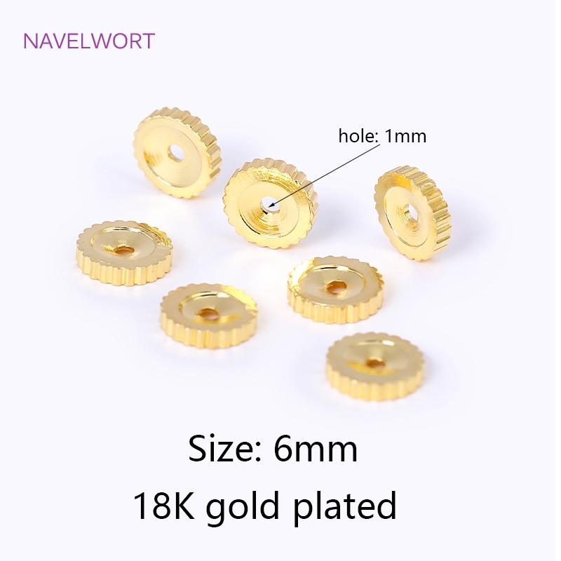 Brass 6mm Frosted Wheel Spacer Beads 18K Gold Plated Round Loose Beads For Jewelry Making DIY Jewelry Making Accessories