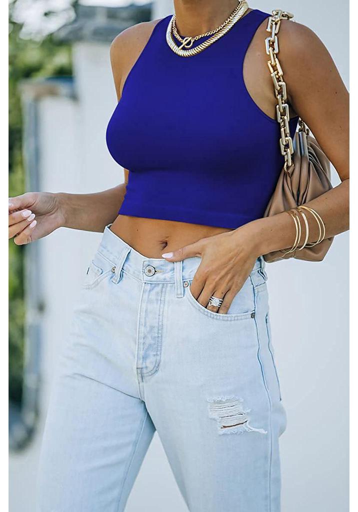 European & American Women's Sleeveless Racerback Crop Top
