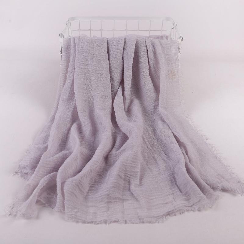 Ramadan Cotton Crinkle Headband Veil Scarves Women Solid Color  Head Wraps Long Scarves Turban Headband Muslim Fashion Headscarf