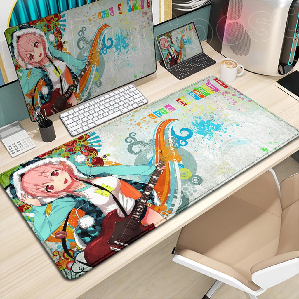 Anime Super Sonico Large Extended Gaming Mouse Pad PC Office Accessories Kawaii Girl HD Printing Computer Keyboard Mat 900x400mm