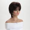 Women Stylish Short Layered Brown Hair Synthetic Silver Gray Wigs with Bangs for Daily Cosplay Lolita Heat Resistant Fibre