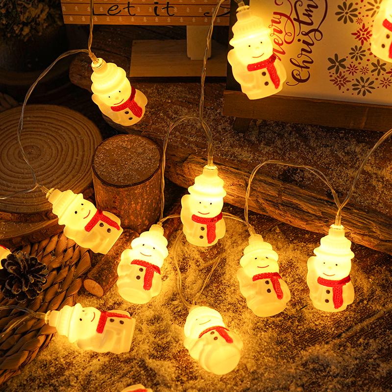 Christmas LED Santa & Snowman Head String Lights - Festive Glitter Decoration