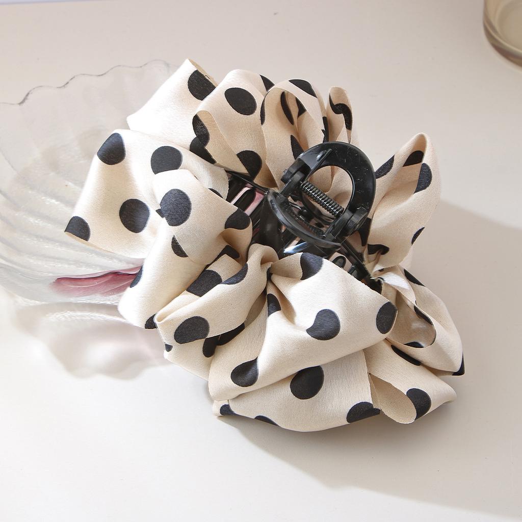 French Polka Dot Big Bow Clip Women's High-end Hair Clip Shark Clip Headdress