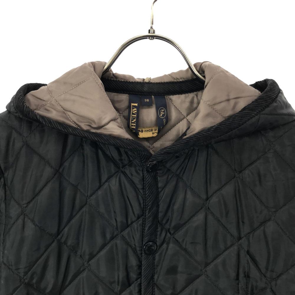 LAVENHAM Made In England Quilted Jacket 38 Black Cotton Filling Women Used
