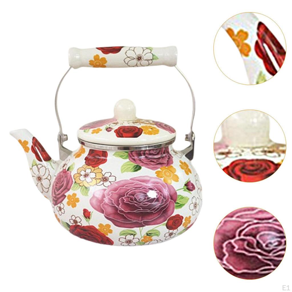 Enamel Tea Kettle 2.5L Teapot Beverage Jug Heat Resistant Water Pitche Thickened for