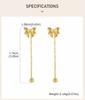 Bow Heart Drop Earrings for Women, Dainty Long Chain Threader Earrings , Minimalist 18K Gold Plated Temperament Jewelry