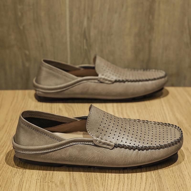 Summer new hollow breathable big net casual leather shoes lazy Doudou shoes