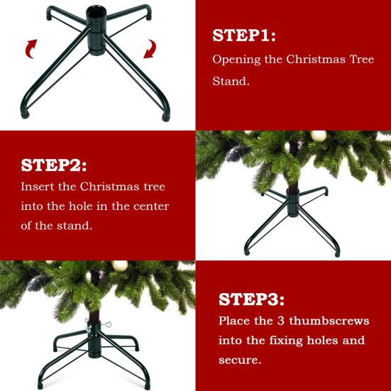 Metal Christmas Tree Stand Folding Xmas Tree Stand Base for Artificial Christmas Trees Fits 0.75-1.25 Inch Pole