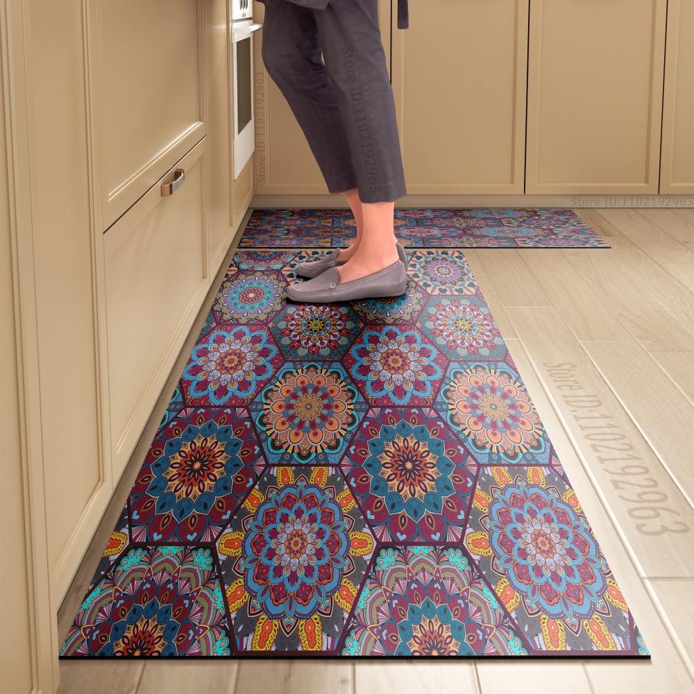 1PCS Kitchen Floor Mat Waterproof, Anti-skid, Anti-dirty Foot Mat Household Door Mat Crystal Velvet Long Strip Carpet Door Mats