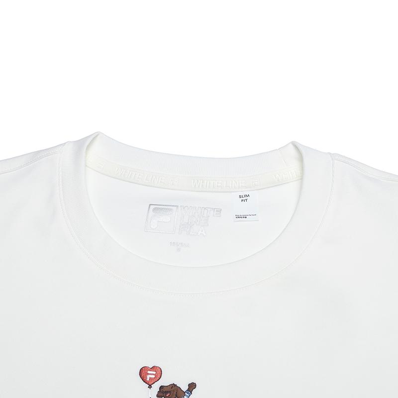 FILA Original Embroidered Dog Slim Fit Short Sleeve T-Shirt Women tops F61W629108F-WT