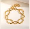 Chunky Stainless Steel Oval  Link Bracelets for Women, 18K Gold Plated Waterproof Minimalist Non-Tarnish Jewelry 