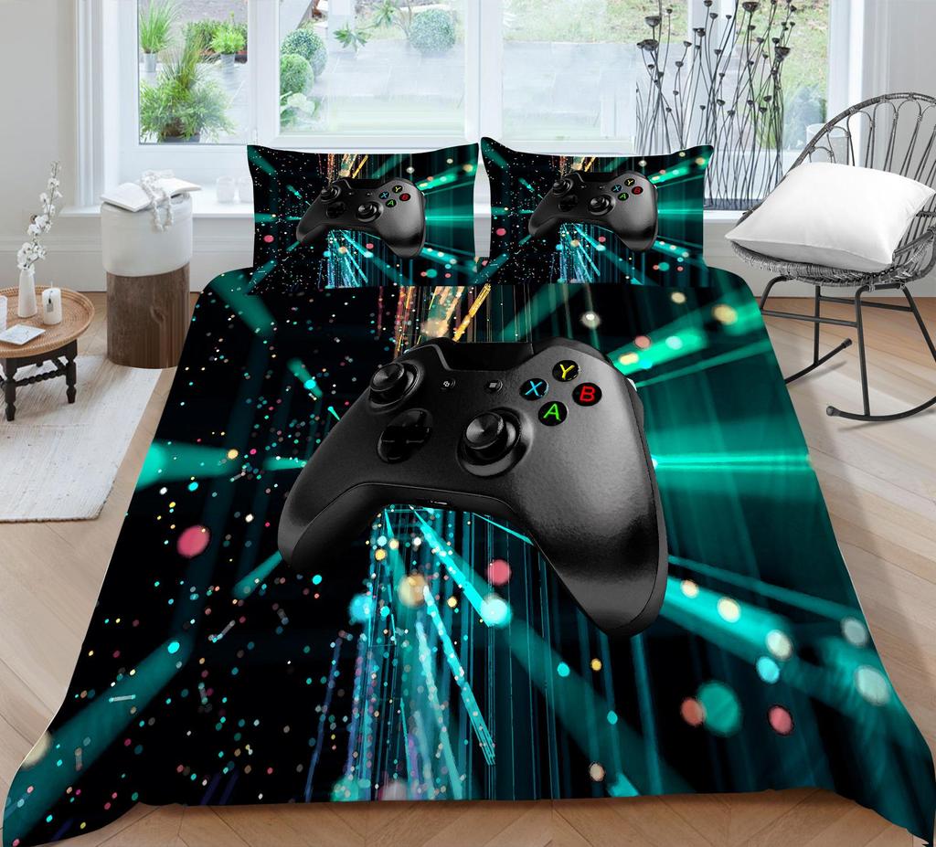 Player Bedding Microfiber Fabric Game Machine Printed Quilt Cover and Pillowcase Are Suitable for Home Decoration of Boys and Men's Game Lovers' Rooms
