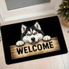 1pc Husky Holding a Welcome Sign Flannel Doormat, Non-Slip Absorbent Entrance Mat for Bedroom, Living Room, Home Decor