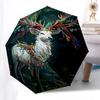 1pc Colorful Feathered Deer Automatic Folding Umbrella, Portable 3-Fold Design with 8-Bone Iron Frame, Outdoor, Gift for Fans, Travelers, Daily Use.B0