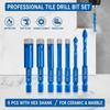 1/4 Inch Hexagonal Shank Hole Opener 6 Pcs Set Granite Drilling Bit Glass, Ceramics, Marble, Etc