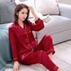 Couple Silk Pajamas Set Thin Lightweight Long Sleeve Sleepwear Men Women