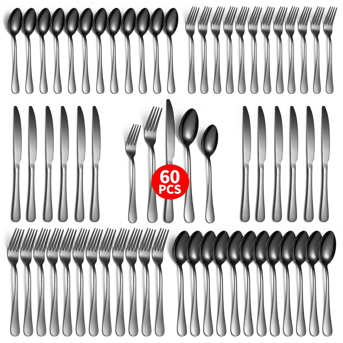 

2026 Stainless Steel Tableware Set 60-piece Set Household Knives, Forks, Spoons, Kitchen Supplies Gift Box Quantity 30