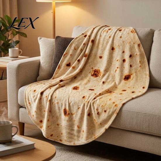 Portable Wrap for Camping Round Food Blanket, Realistic Themed Throw 59 Inch Novelty Waffle Pizza Breathable Warmth Dormitory Burrito Donut Wrap, Soft